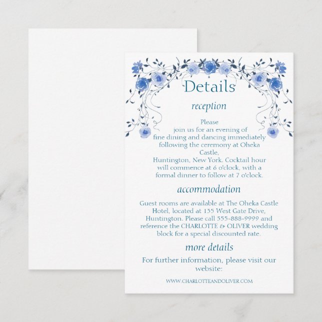 D'accompagnement Carte d'insertion de détails de mariage à l'aquare (Devant / Derrière)