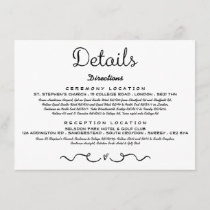 D'accompagnement Carte d'insertion de détails mariage Noir et bla