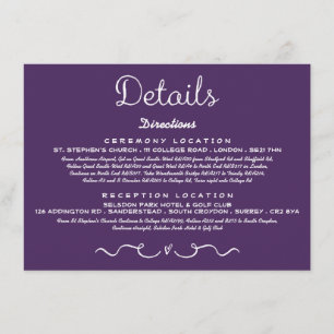 D'accompagnement Carte d'insertion de détails mariage Purple mode