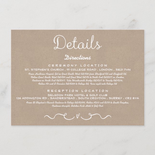 D'accompagnement Carte d'insertion de détails mariage | Rustic Coun (Devant)