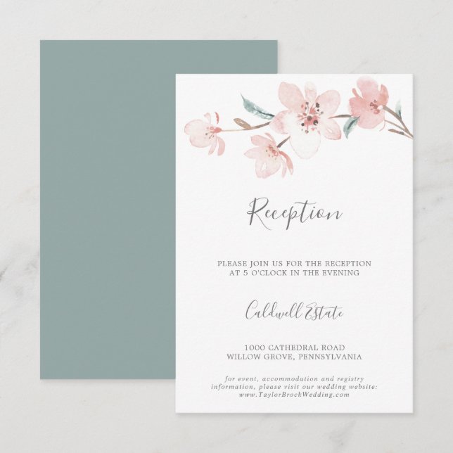 D'accompagnement Carte d'insertion de la réception en fleurs de cer (Devant / Derrière)