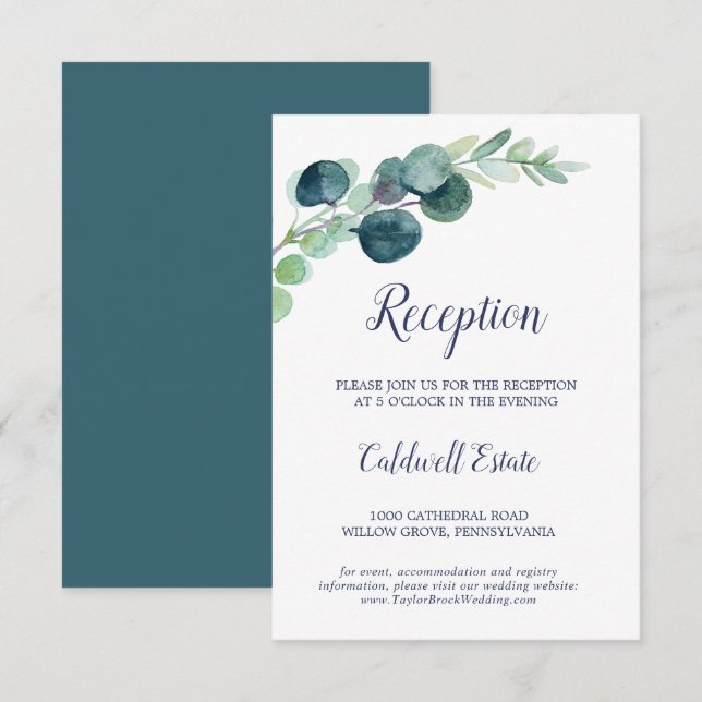 D'accompagnement Carte d'insertion de la réception Eucalyptus et ve (Devant / Derrière)