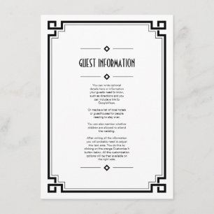 D'accompagnement Carte d'insertion de Mariage blanc Art déco cadre