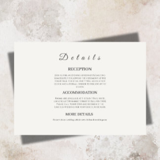 D'accompagnement Carte d'insertion de mariage crème élégante