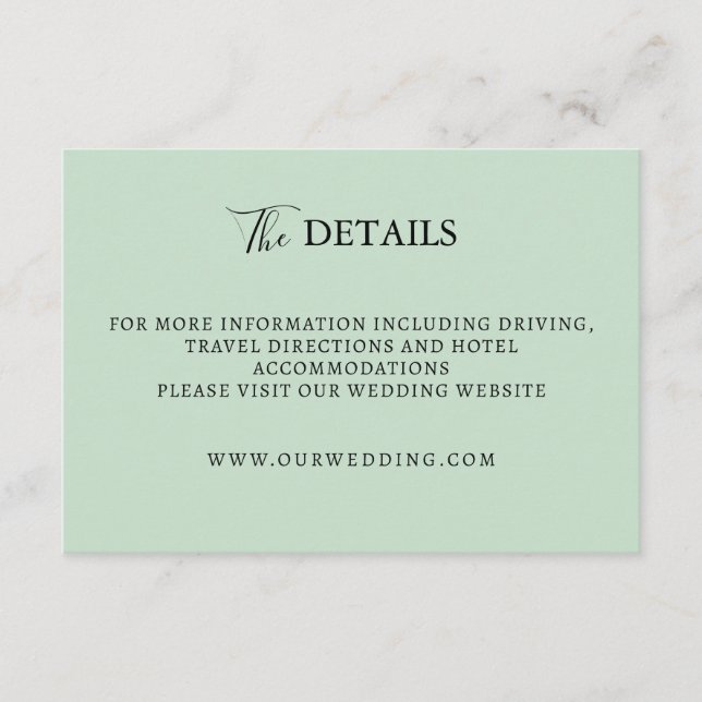 D'accompagnement Carte d'insertion de mariage minimal vert sauge (Devant)
