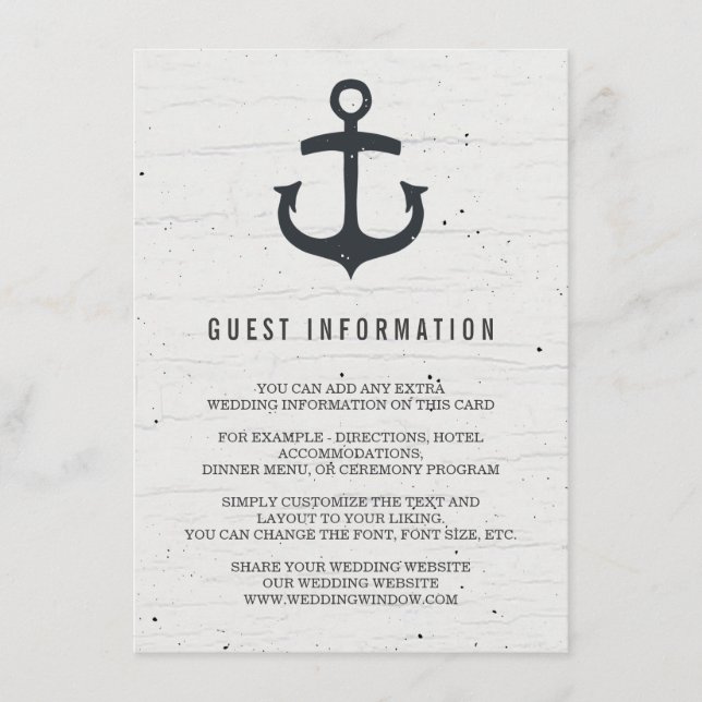 D'accompagnement Carte d'insertion de Mariage nautique rustique (Devant)