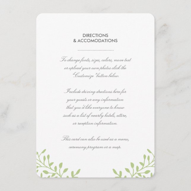 D'accompagnement Carte d'insertion de mariage Secret Garden - Vert (Devant)