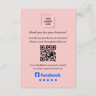 D'accompagnement Carte d'insertion de QR pour avis Facebook Client