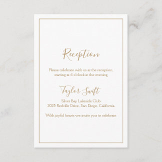 D'accompagnement Carte d'insertion de réception en or minimaliste