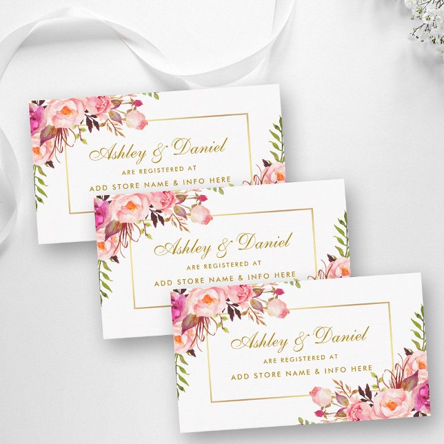 D'accompagnement Carte d'insertion de registre de mariage rose blus (Customize to change size, style or text color.)
