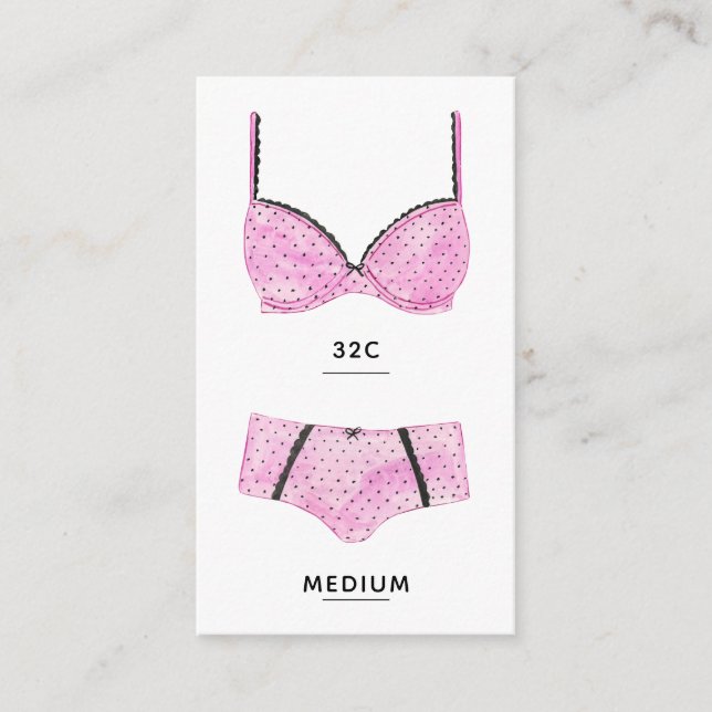 D'accompagnement Carte d'insertion de taille de lingerie (Devant)