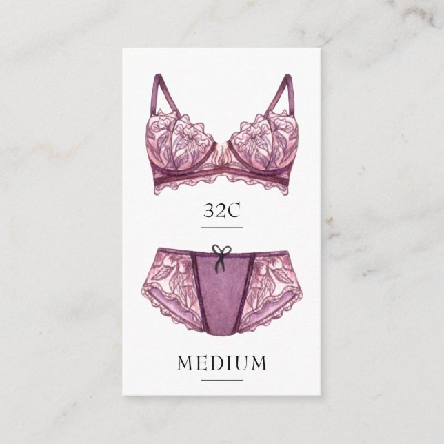 D'accompagnement Carte d'insertion de taille de lingerie (Devant)