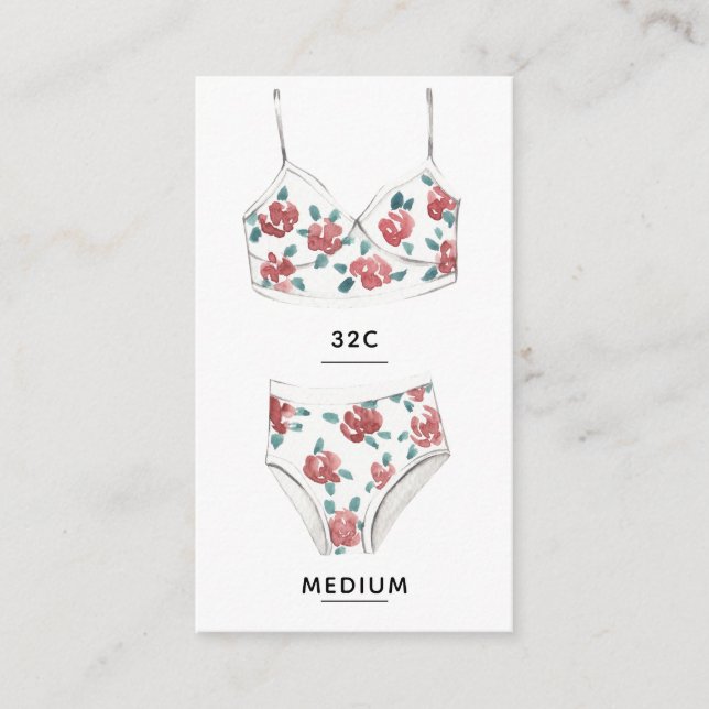 D'accompagnement Carte d'insertion de taille de lingerie (Devant)