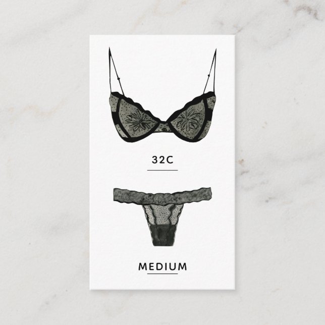 D'accompagnement Carte d'insertion de taille de lingerie (Devant)