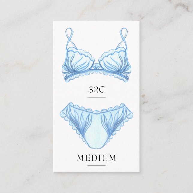 D'accompagnement Carte d'insertion de taille de lingerie bleue (Devant)