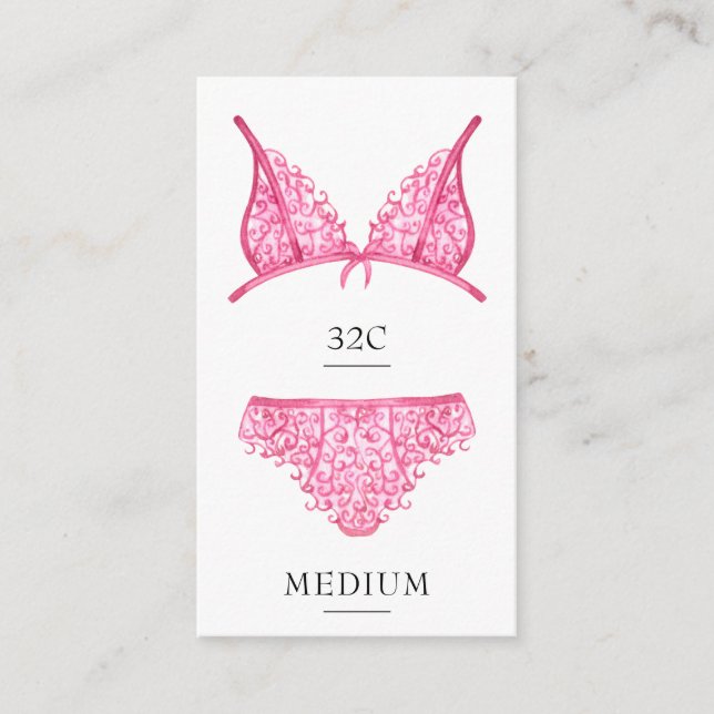 D'accompagnement Carte d'insertion de taille de lingerie rose (Devant)