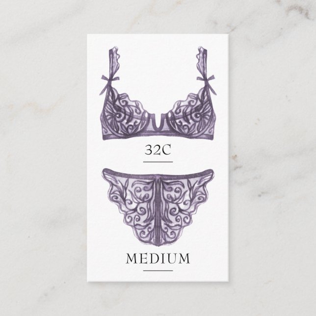 D'accompagnement Carte d'insertion de taille de lingerie violette (Devant)