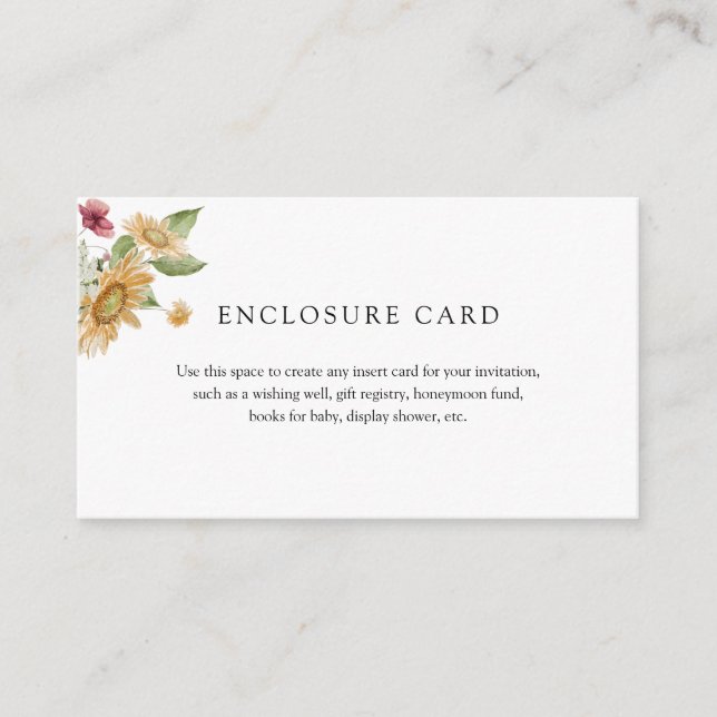 D'accompagnement Carte d'insertion de tournesol rustique (Devant)