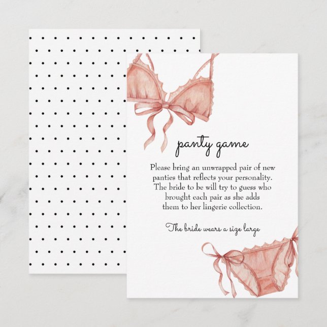 D'accompagnement Carte d'insertion du jeu de la culotte (Devant / Derrière)