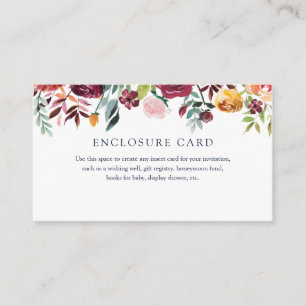 D'accompagnement Carte d'insertion florale Bourgogne et corail