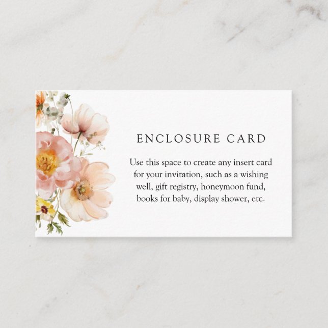D'accompagnement Carte d'insertion florale rose personnalisée (Devant)