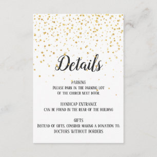 D'accompagnement Carte d'insertion Gold Confetti Detail