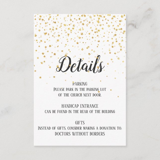 D'accompagnement Carte d'insertion Gold Confetti Detail (Devant)