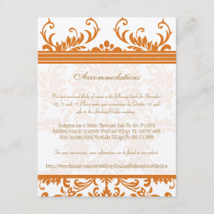 D'accompagnement Carte d'insertion Mariage damassé orange et ivoire