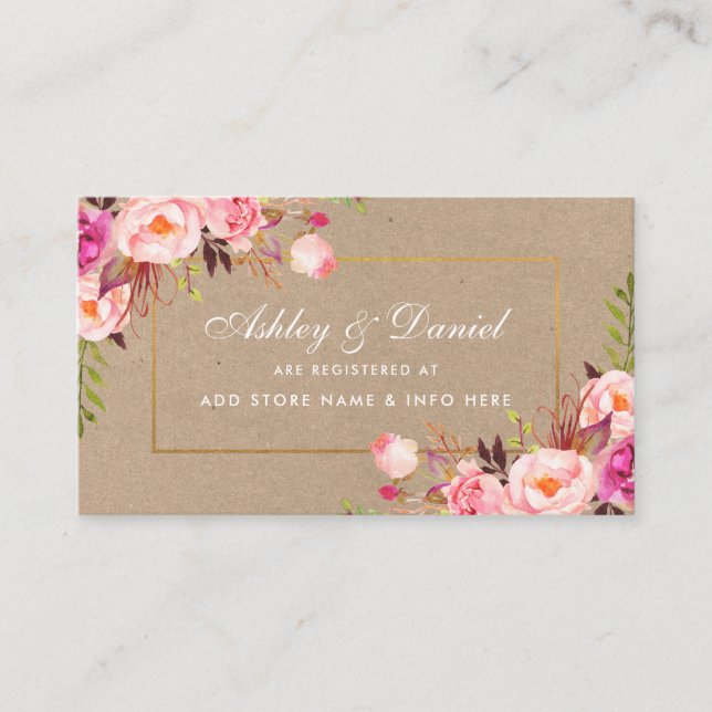 D'accompagnement Carte d'insertion mariage Kraft Pink Blush Gold Re (Devant)