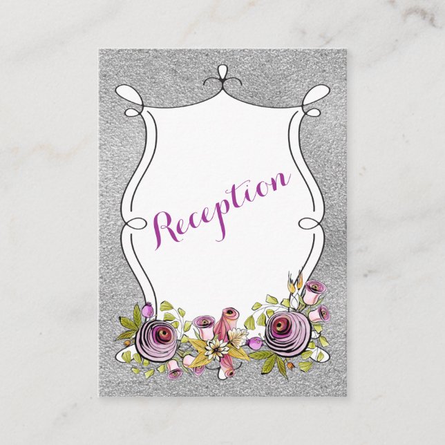 D'accompagnement Carte d'insertion mariage | Plum FAUX Silver Foil  (Devant)