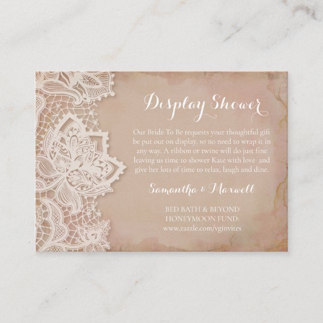 D'accompagnement Carte d'insertion pour Baby Shower Rose Vintage (Devant)