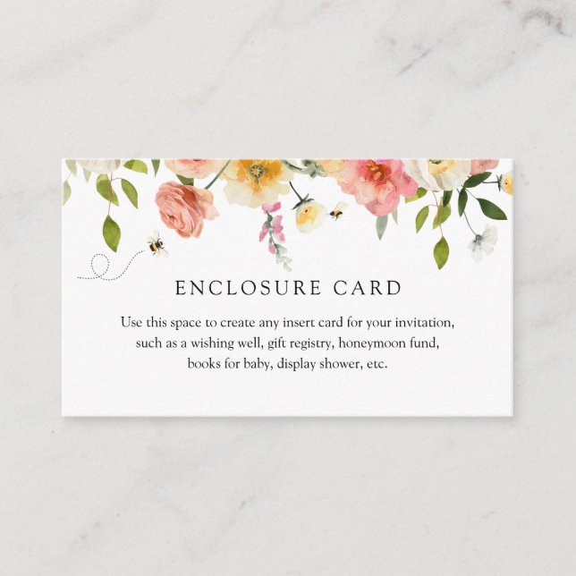 D'accompagnement Carte d'insertion pour douche de fleurs et de miel (Devant)