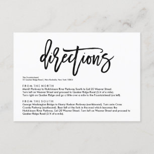 D'accompagnement Carte d'instructions de Mariage lettres main chic