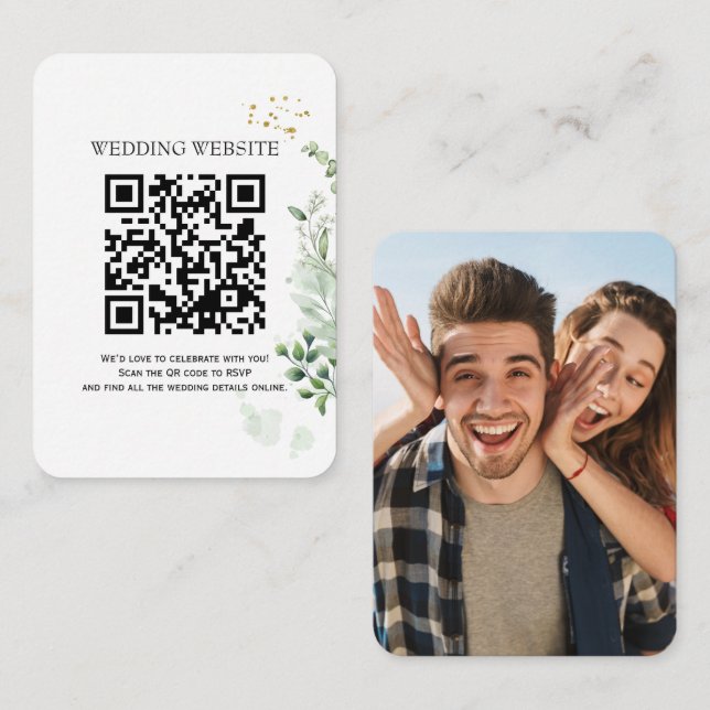 D'accompagnement Carte d'invitation avec QR Code et photo de verdur (Devant / Derrière)
