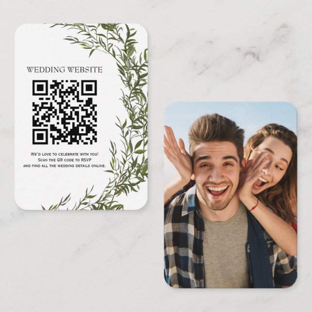 D'accompagnement Carte d'invitation avec QR Code et photo de verdur (Devant / Derrière)