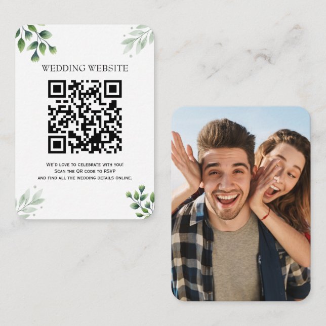D'accompagnement Carte d'invitation avec QR Code et photo de verdur (Devant / Derrière)