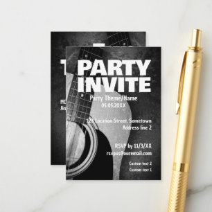 D'accompagnement Carte d'invitation de fête pour guitare de musique