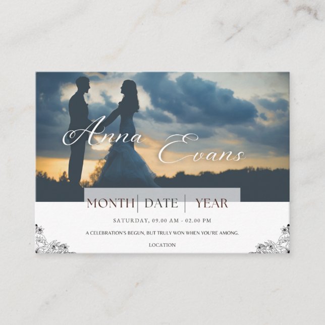 D'accompagnement Carte d'invitation de mariage au sentiment monochr (Devant)