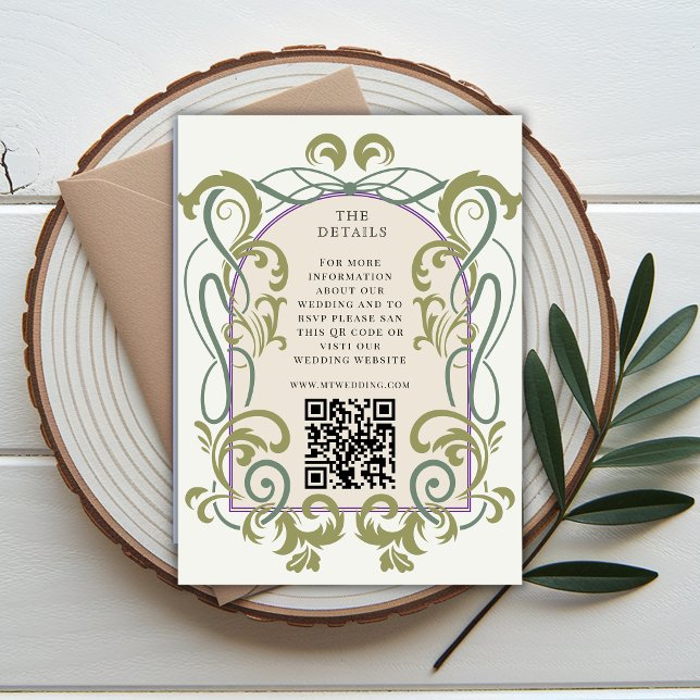 D'accompagnement Carte d'invitation de mariage avec code QR Art Nou (Créateur téléchargé)