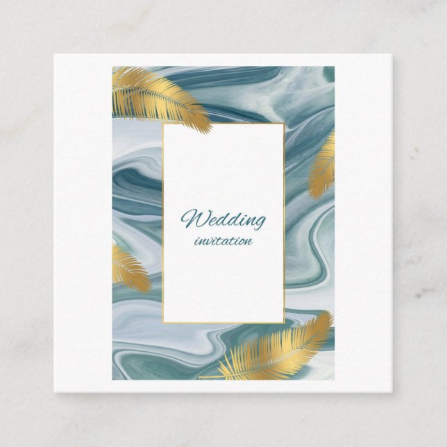 D'accompagnement Carte d'invitation de mariage en marbre liquide bl (Devant)
