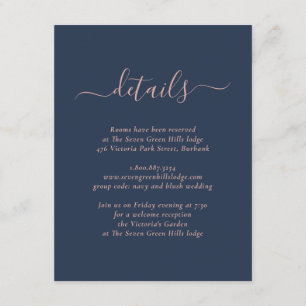 D'accompagnement Carte d'invitation de mariage moderne bleu marine 