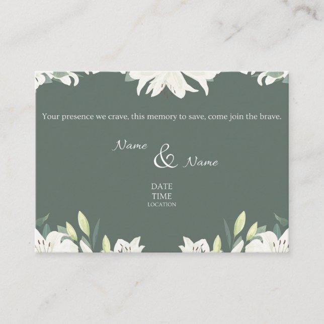 D'accompagnement Carte d'invitation de mariage verte et blanche (Devant)