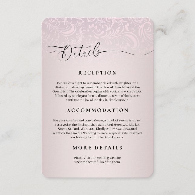 D'accompagnement Carte d'invitation de réception de mariage en dama (Devant)
