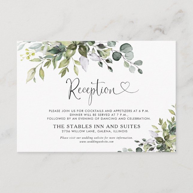 D'accompagnement Carte d'invitation de réception de mariage Eucalyp (Devant)