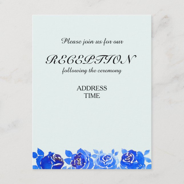 D'accompagnement Carte d'invitation de réception florale bleu indig (Devant)