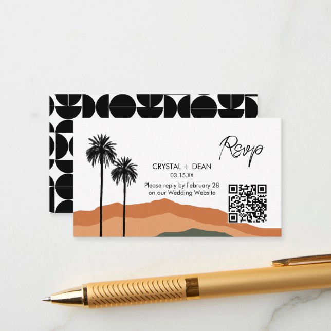 D'accompagnement Carte d'invitation de réponse moderne Palm Springs (Devant/Arrière en situation)