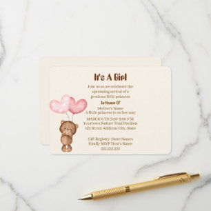 D'accompagnement Carte d'invitation pour Baby Shower Fille Ours