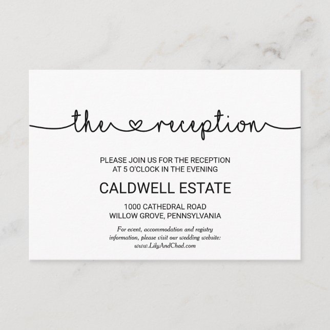 D'accompagnement Carte d'invitation pour la réception de mariage Lo (Devant)