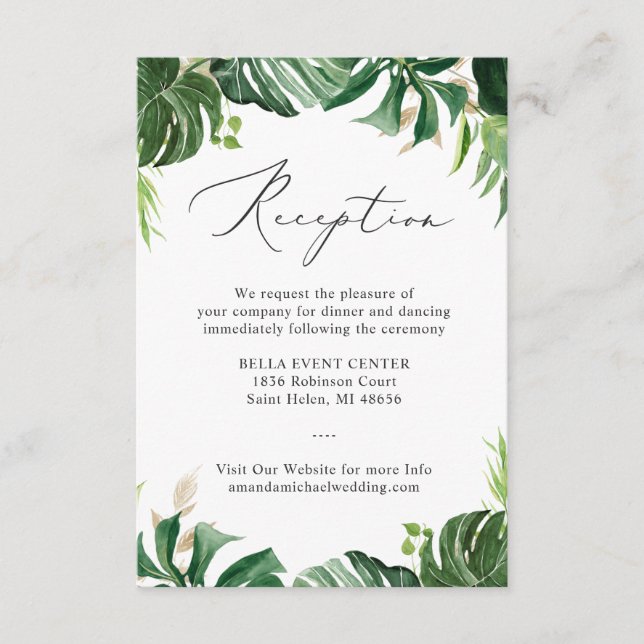 D'accompagnement Carte d'invitation pour réception de mariage tropi (Devant)