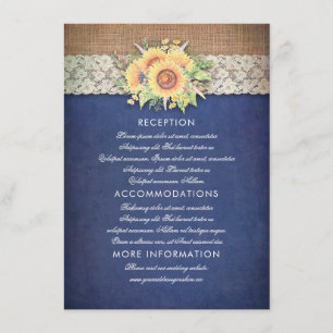 D'accompagnement Carte d'invité du Mariage de la Sunflower Navy